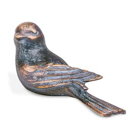 Garten Vogelstatue klein aus robuster Bronze - Vogel Pan...