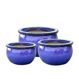 Runde Blumenkbel fr drauen - 3er Set - blau - Teodolo