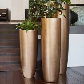 Indoor Pflanzvase aus Polystone - Bronze - Mit Einsatz -...