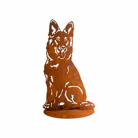 Sitzende Hundefigur - Edelrost Tierskulptur fr Haus und...